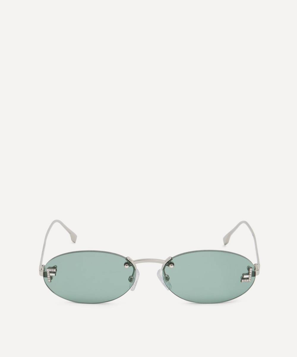Fendi - Oval Rimless Silver-Tone Metal Sunglasses