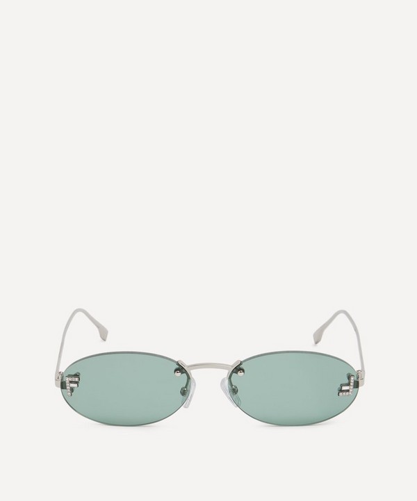 Fendi - Oval Rimless Silver-Tone Metal Sunglasses image number null