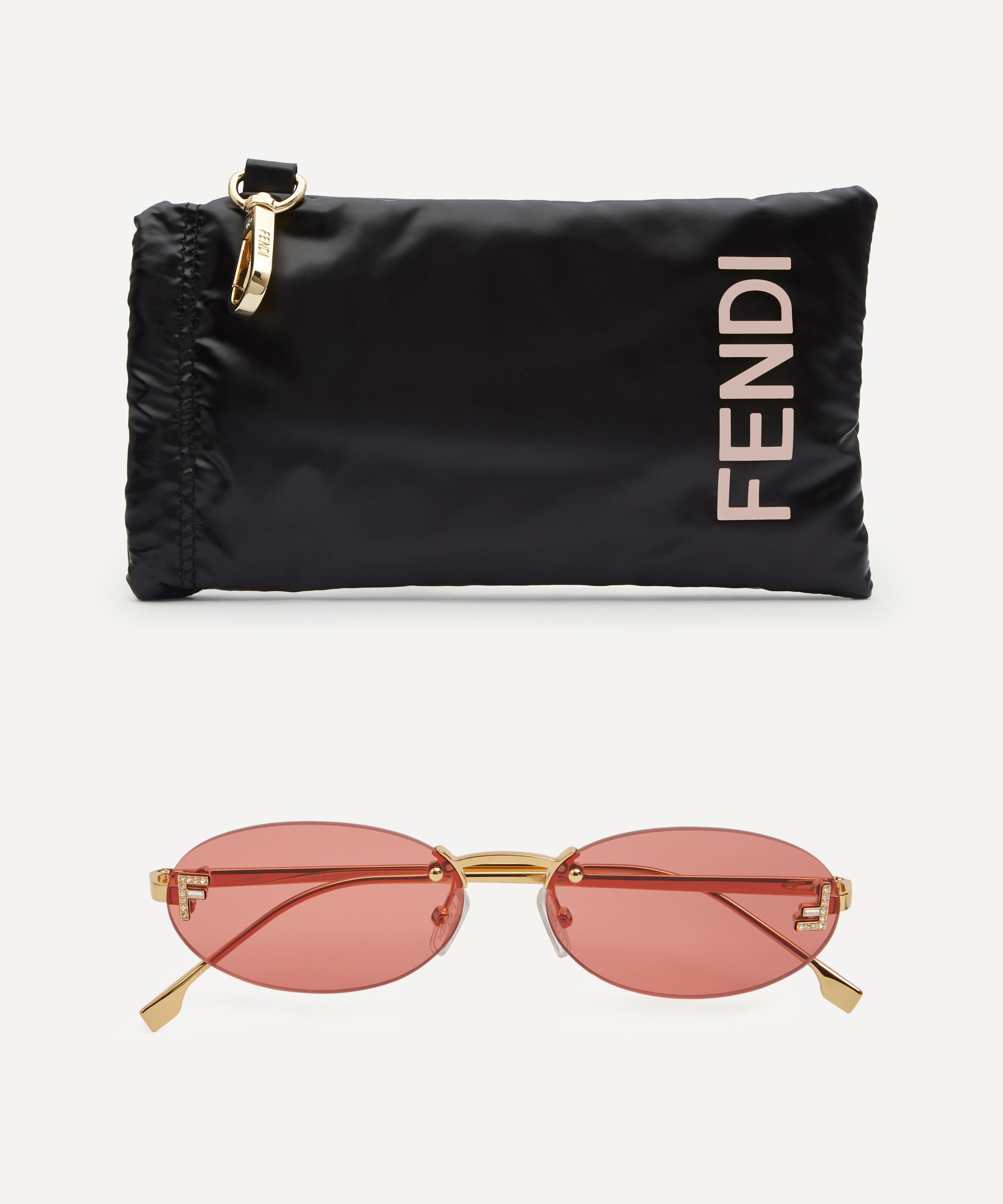 Gold Fendi First rimless oval metal sunglasses, Fendi Eyewear