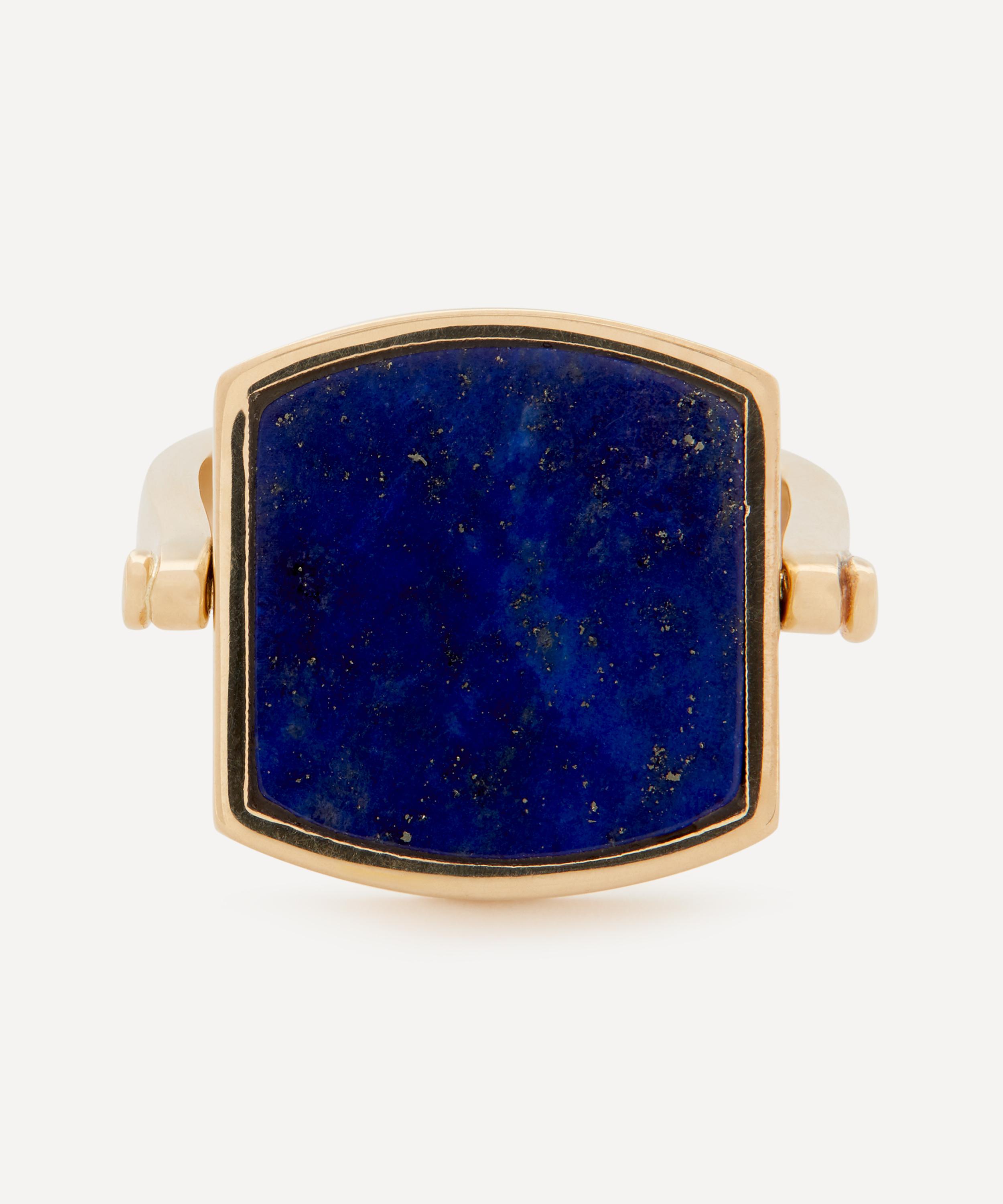 Ferian - 9ct Gold Lapis Lozenge Swivel Ring image number 0