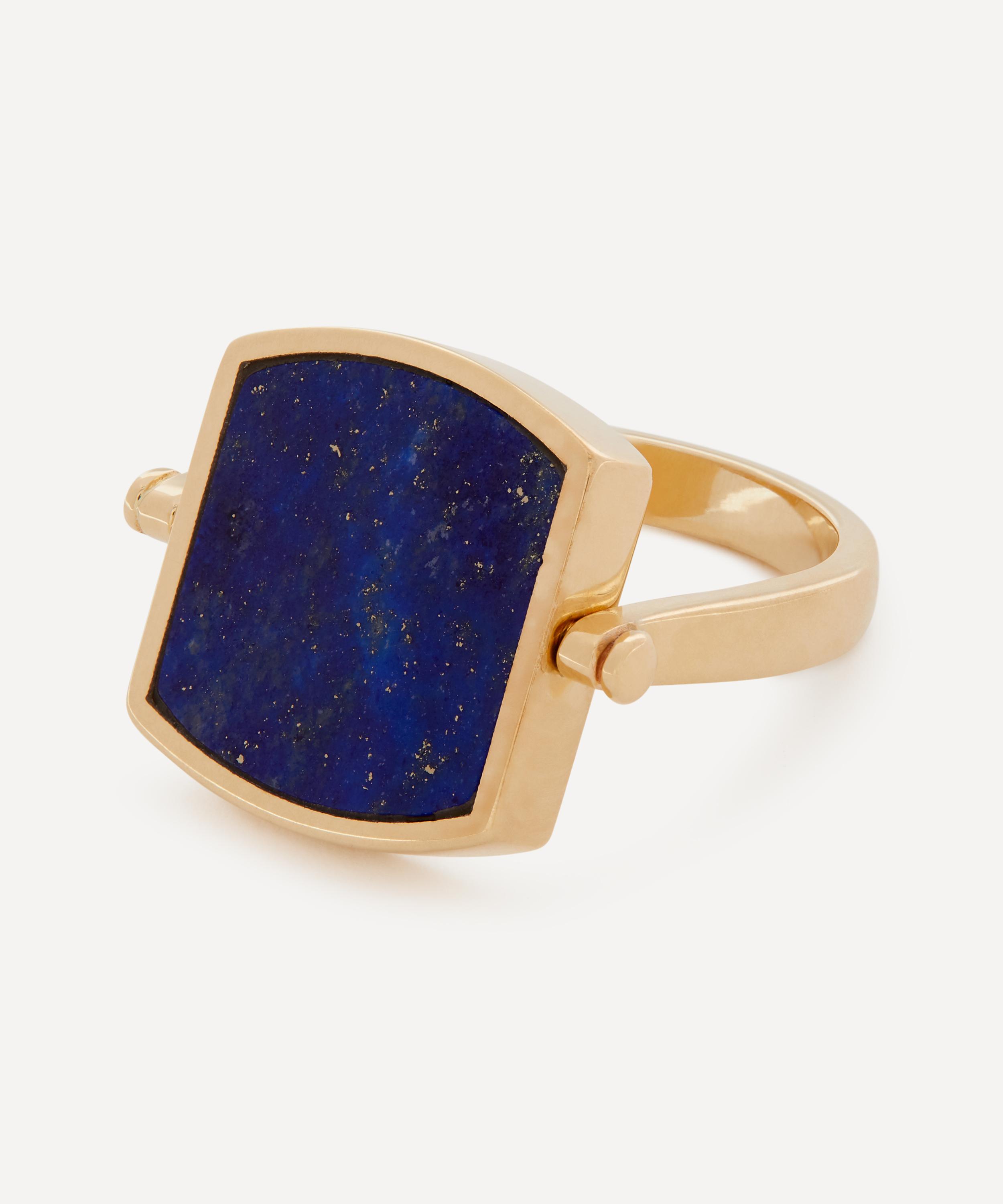 Ferian - 9ct Gold Lapis Lozenge Swivel Ring image number 2