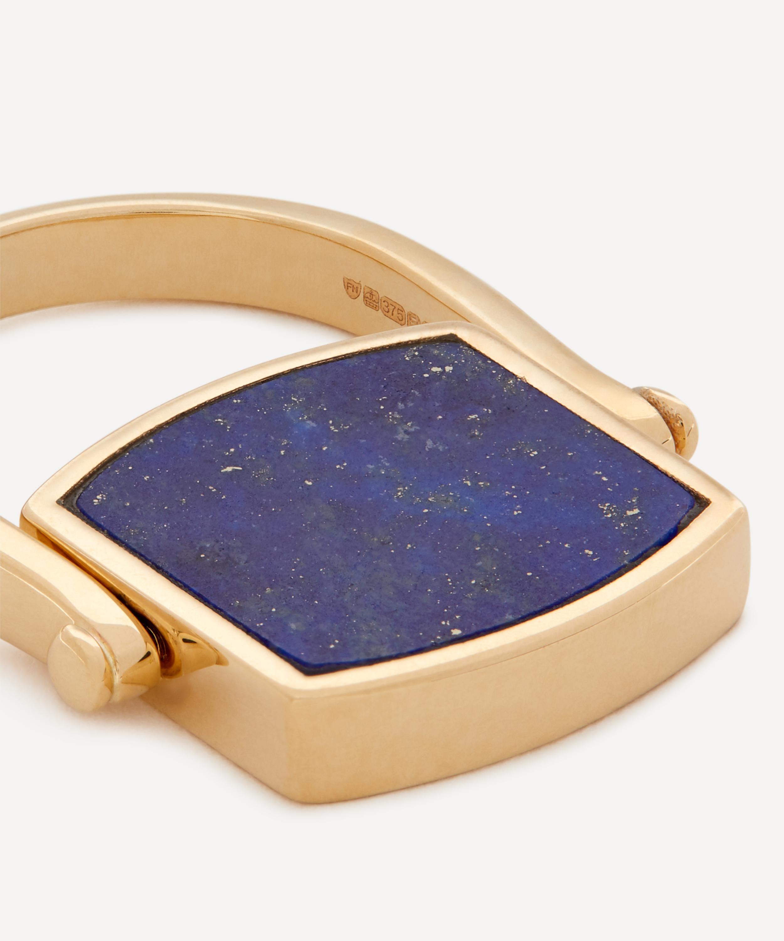 Ferian - 9ct Gold Lapis Lozenge Swivel Ring image number 3