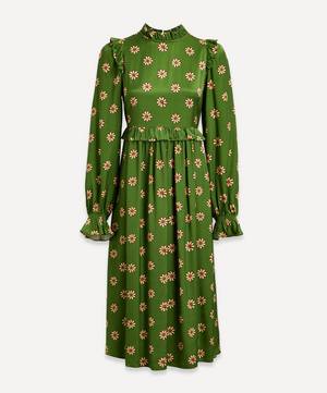 Savannah Green Retro Floral Midi-Dress