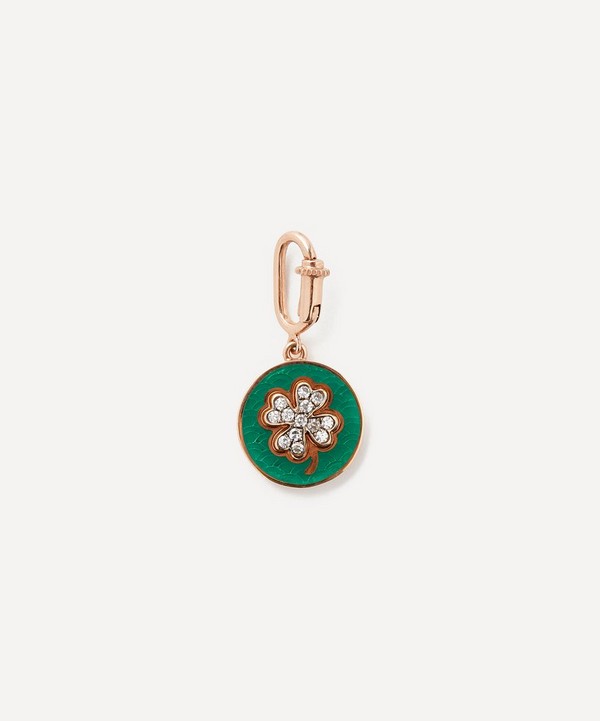 Selim Mouzannar - 18ct Rose Gold Green Clover and Diamond Charm image number null