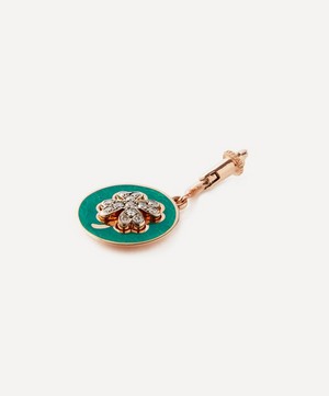 Selim Mouzannar - 18ct Rose Gold Green Clover and Diamond Charm image number 1