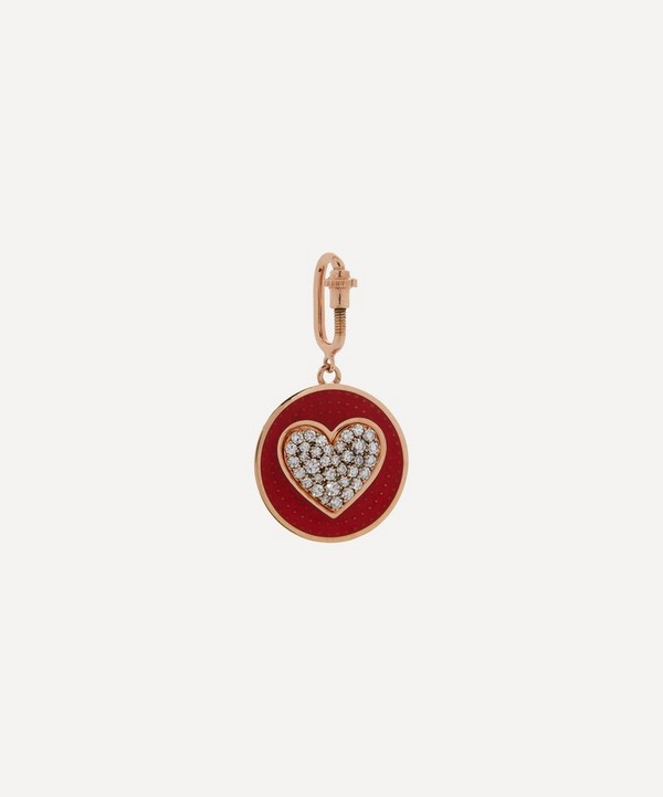 Selim Mouzannar - 18ct Rose Gold Rusty Red Heart and Diamond Charm image number null