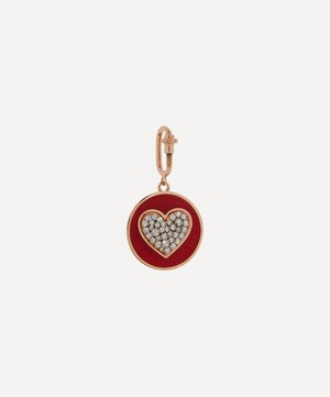 Selim Mouzannar - 18ct Rose Gold Rusty Red Heart and Diamond Charm image number 0
