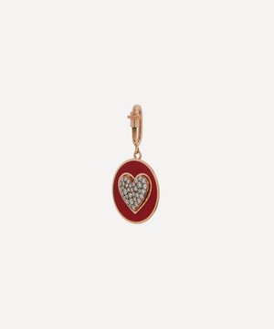 Selim Mouzannar - 18ct Rose Gold Rusty Red Heart and Diamond Charm image number 1