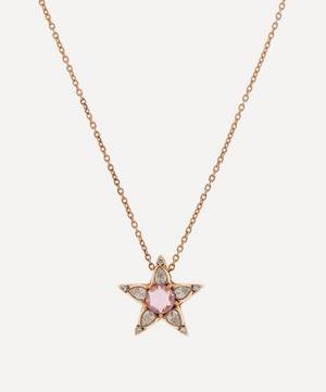 18ct Rose Gold Istanbul Blue Sapphire and Diamond Star Cluster Necklace