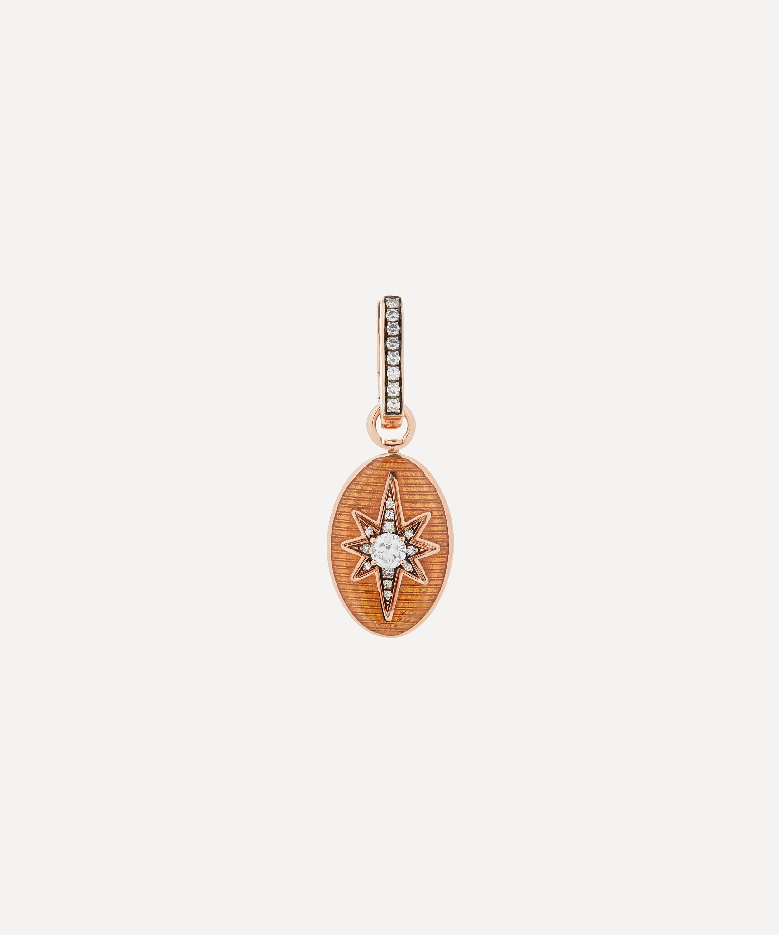 Selim Mouzannar - 18ct Rose Gold Aida Orange Enamel and Diamond Hoop Earring image number 0