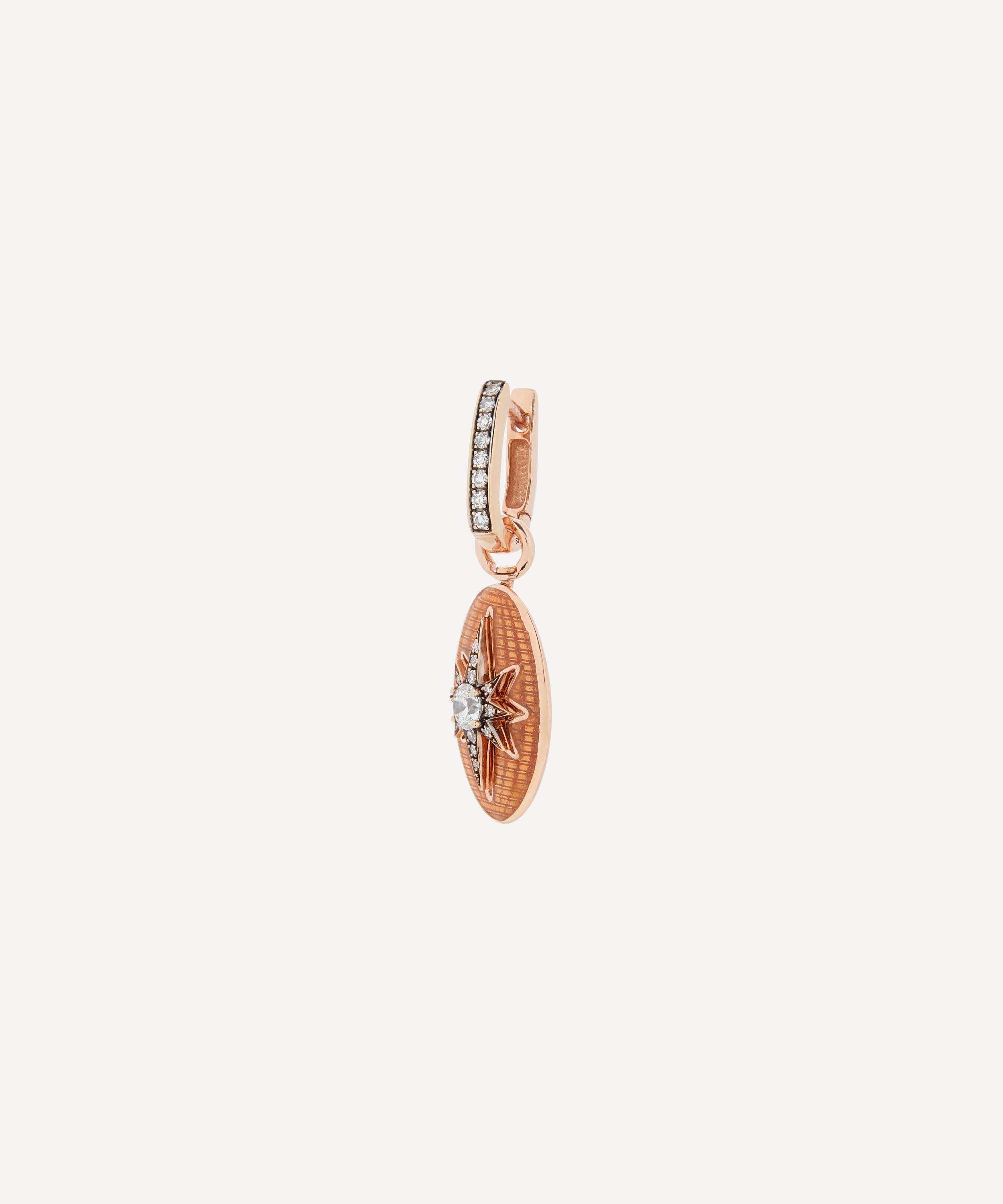 Selim Mouzannar - 18ct Rose Gold Aida Orange Enamel and Diamond Hoop Earring image number 2