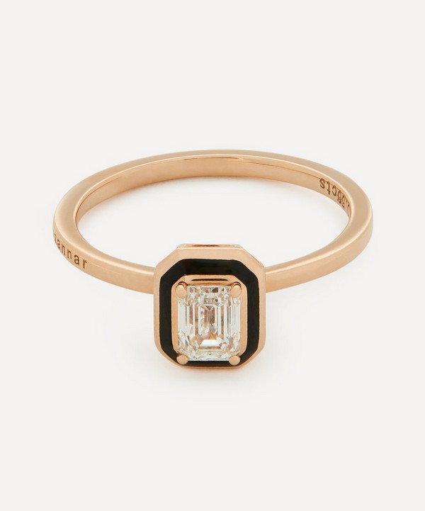 Selim Mouzannar - 18ct Rose Gold Mina Black Enamel Diamond Ring