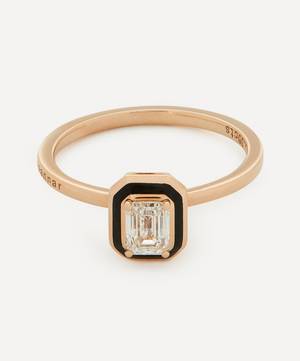 18ct Rose Gold Mina Black Enamel Diamond Ring