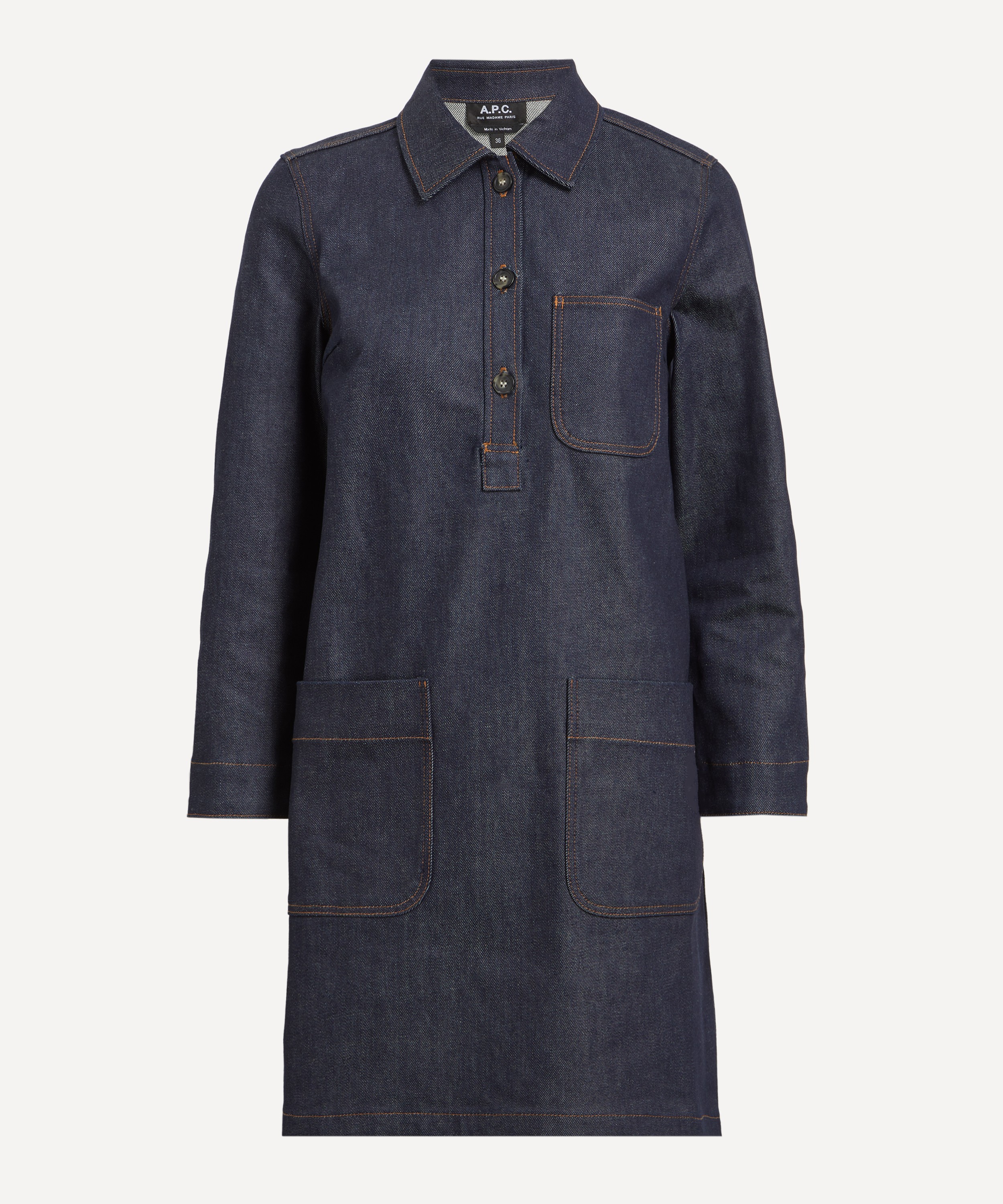 A.P.C. - Aurelia Flared Indigo Denim Dress image number 0