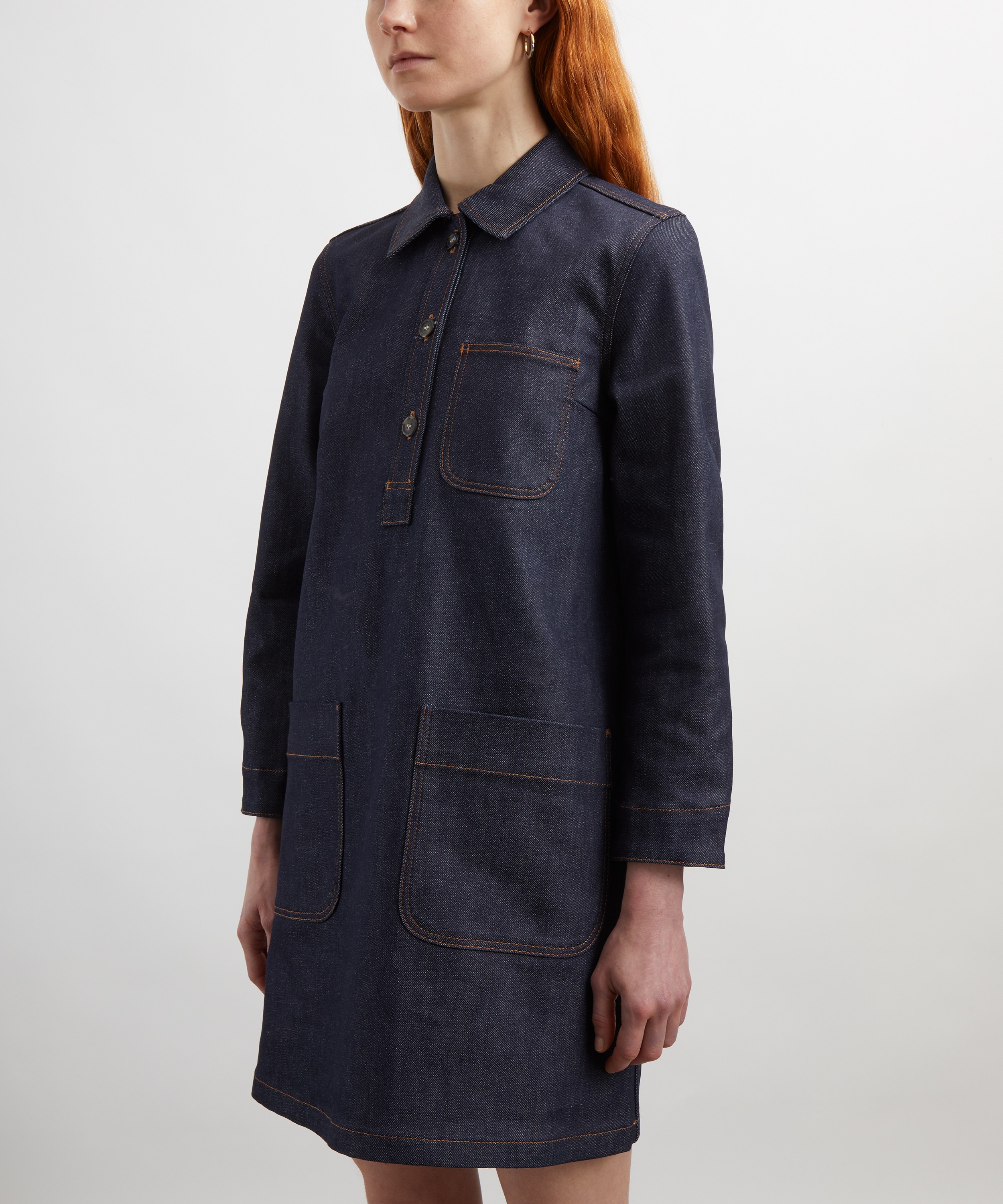 A.P.C. - Aurelia Flared Indigo Denim Dress image number 2