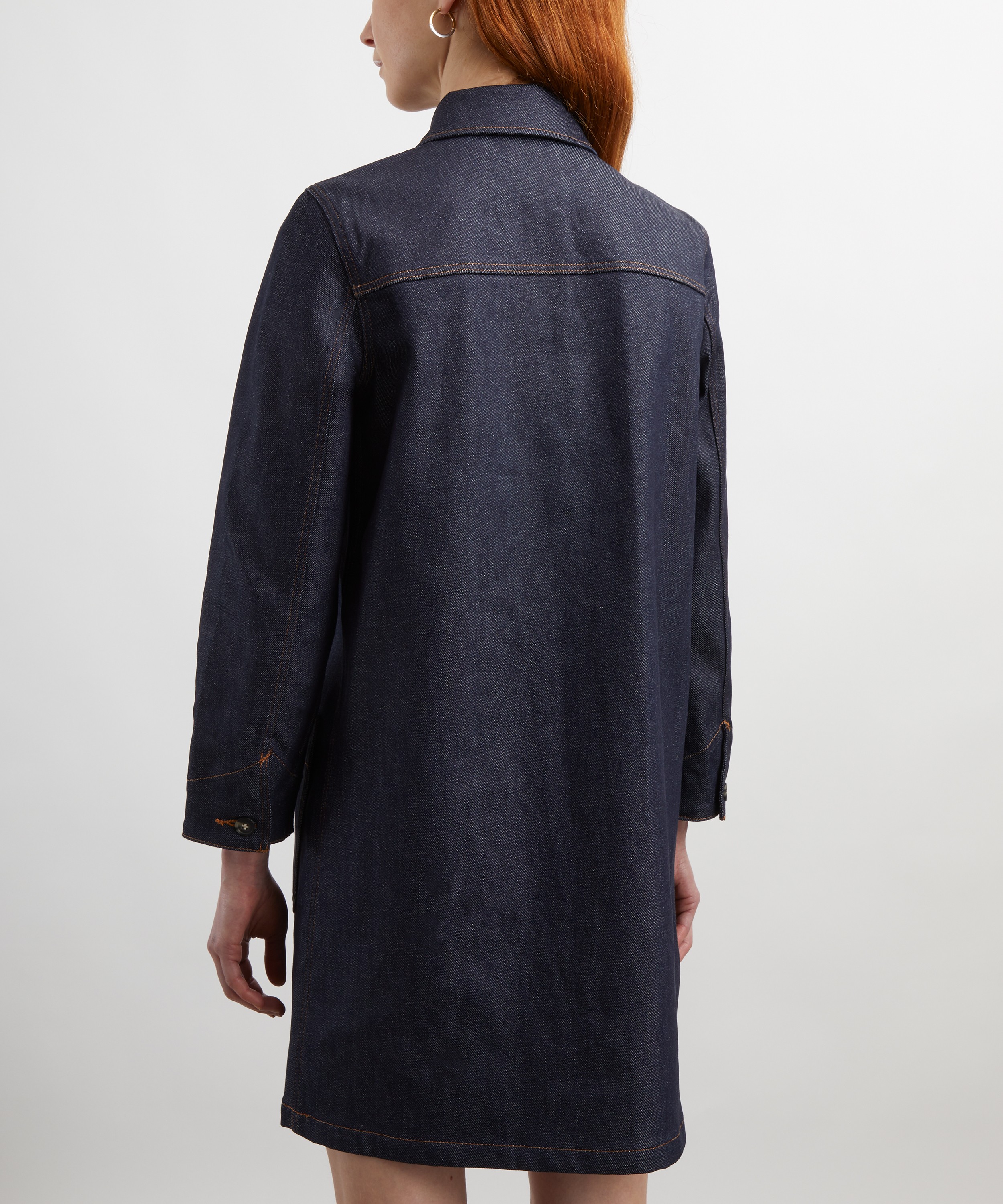 A.P.C. - Aurelia Flared Indigo Denim Dress image number 3