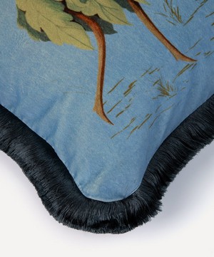 House of Hackney - Amatoria Pansies Medium Cotton Velvet Fringed Cushion image number 1