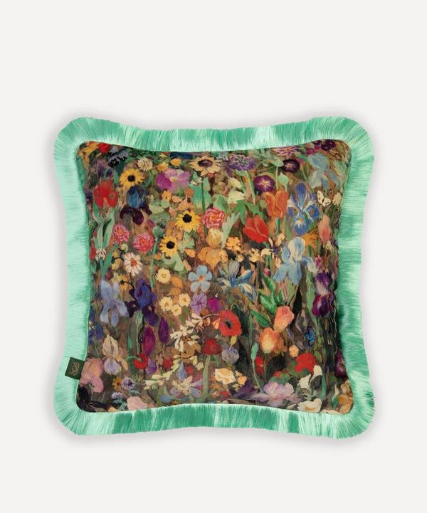 House of Hackney - Floribunda Medium Cotton Velvet Fringed Cushion image number null