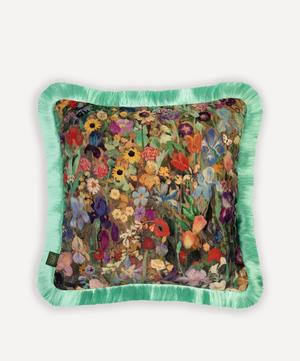 House of Hackney - Floribunda Medium Cotton Velvet Fringed Cushion image number 0