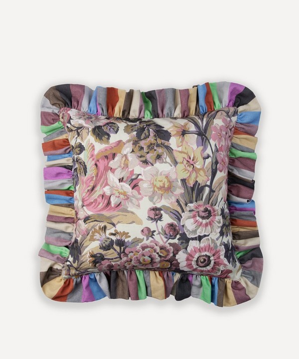 House of Hackney - Florescence Idris Medium Stripe Cotton Linen Frill Cushion image number null