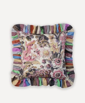 House of Hackney - Florescence Idris Medium Stripe Cotton Linen Frill Cushion image number 0