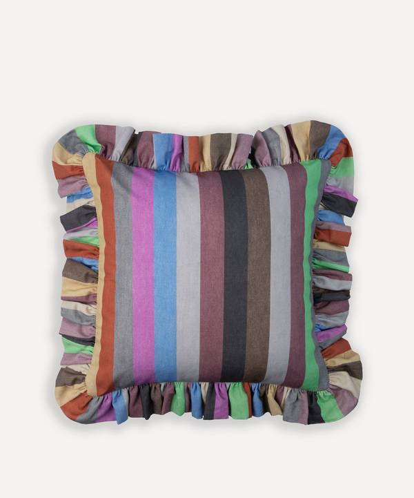 House of Hackney - Iridis Stripe Medium Frilled Cushion image number 0