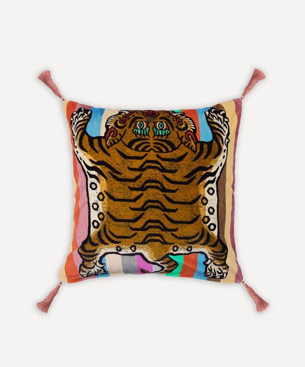 House of Hackney - Sabre Idris Large Stripe Cotton Velvet Tassel Cushion image number 0