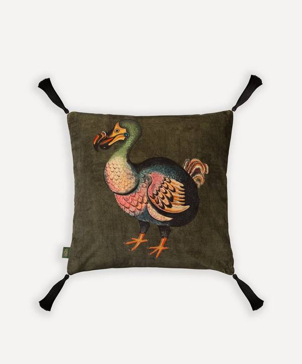 House of Hackney - Dodo Verdigris Medium Velvet Tassel Cushion image number 0