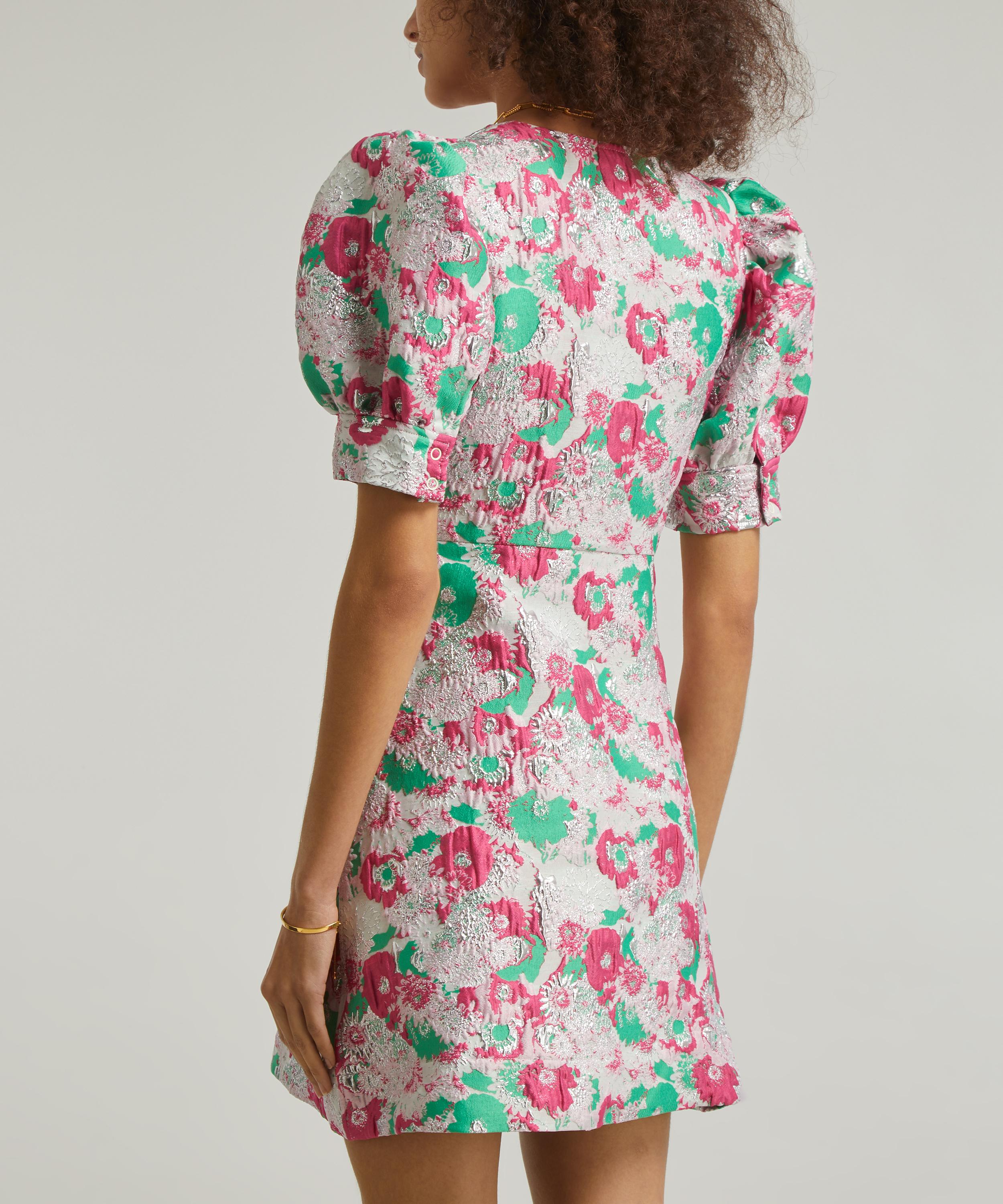 Jacquard flowers puff-sleeve dress, Ganni