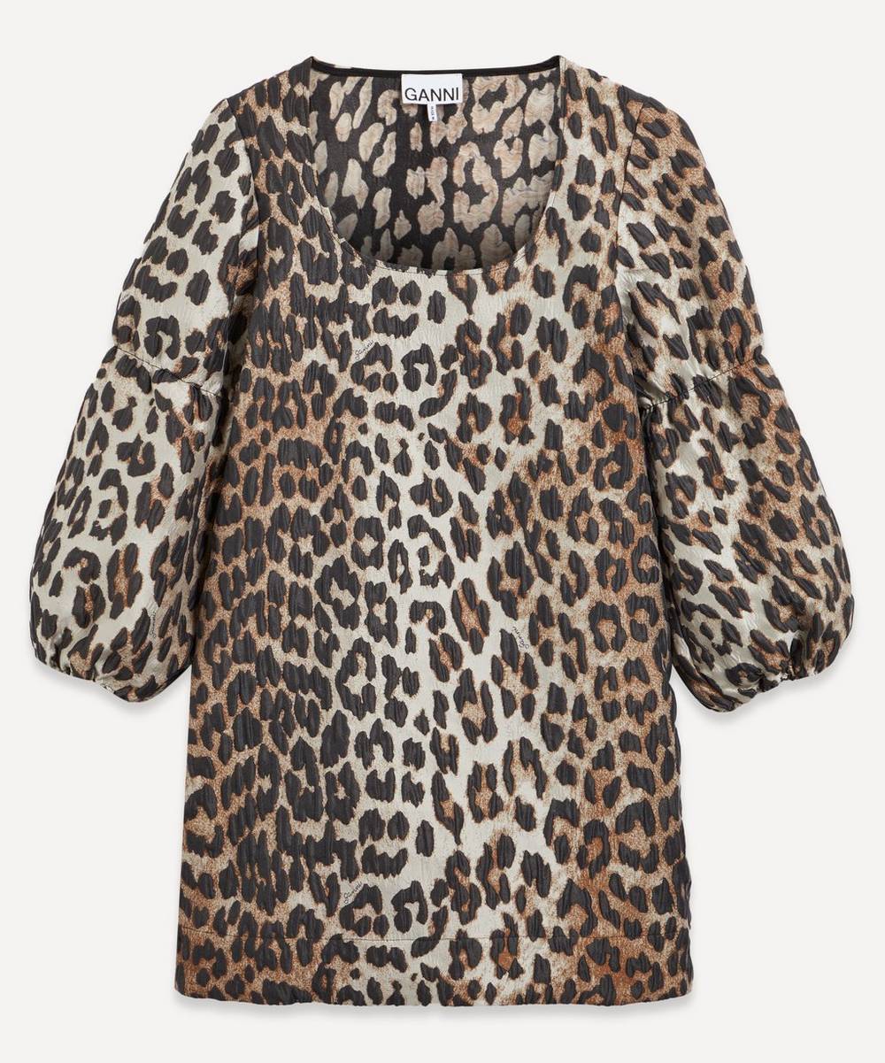 Ganni - 3D Leopard Jacquard Mini Dress