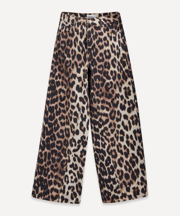 Ganni - Leopard Jozey Wide-Leg Jeans image number 0