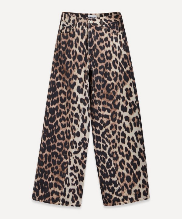 Ganni - Leopard Jozey Wide-Leg Jeans image number null