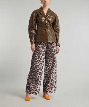 Ganni - Leopard Jozey Wide-Leg Jeans image number 1
