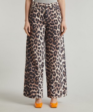 Ganni - Leopard Jozey Wide-Leg Jeans image number 2