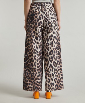 Ganni - Leopard Jozey Wide-Leg Jeans image number 3