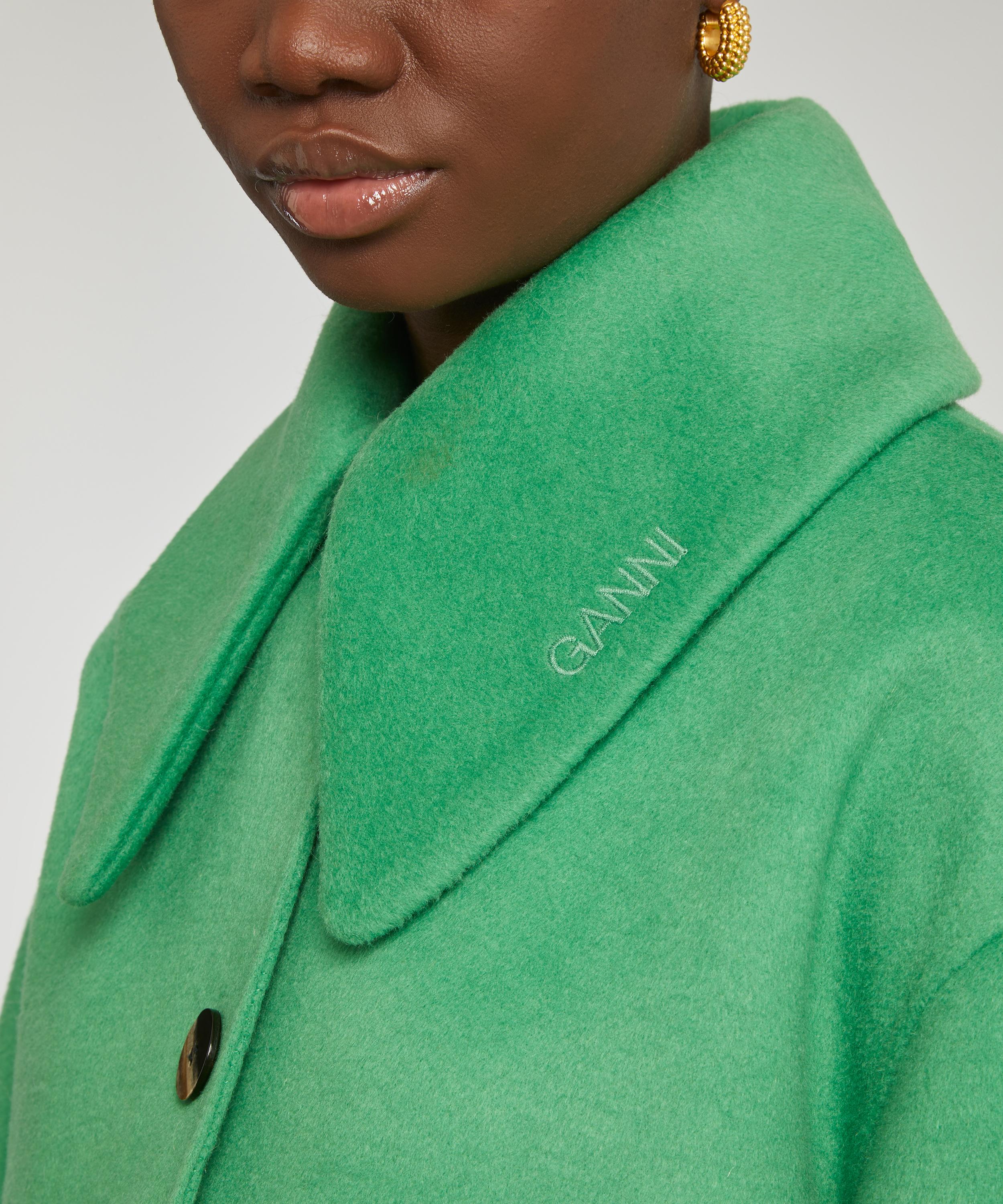 Ganni green wool coat on sale