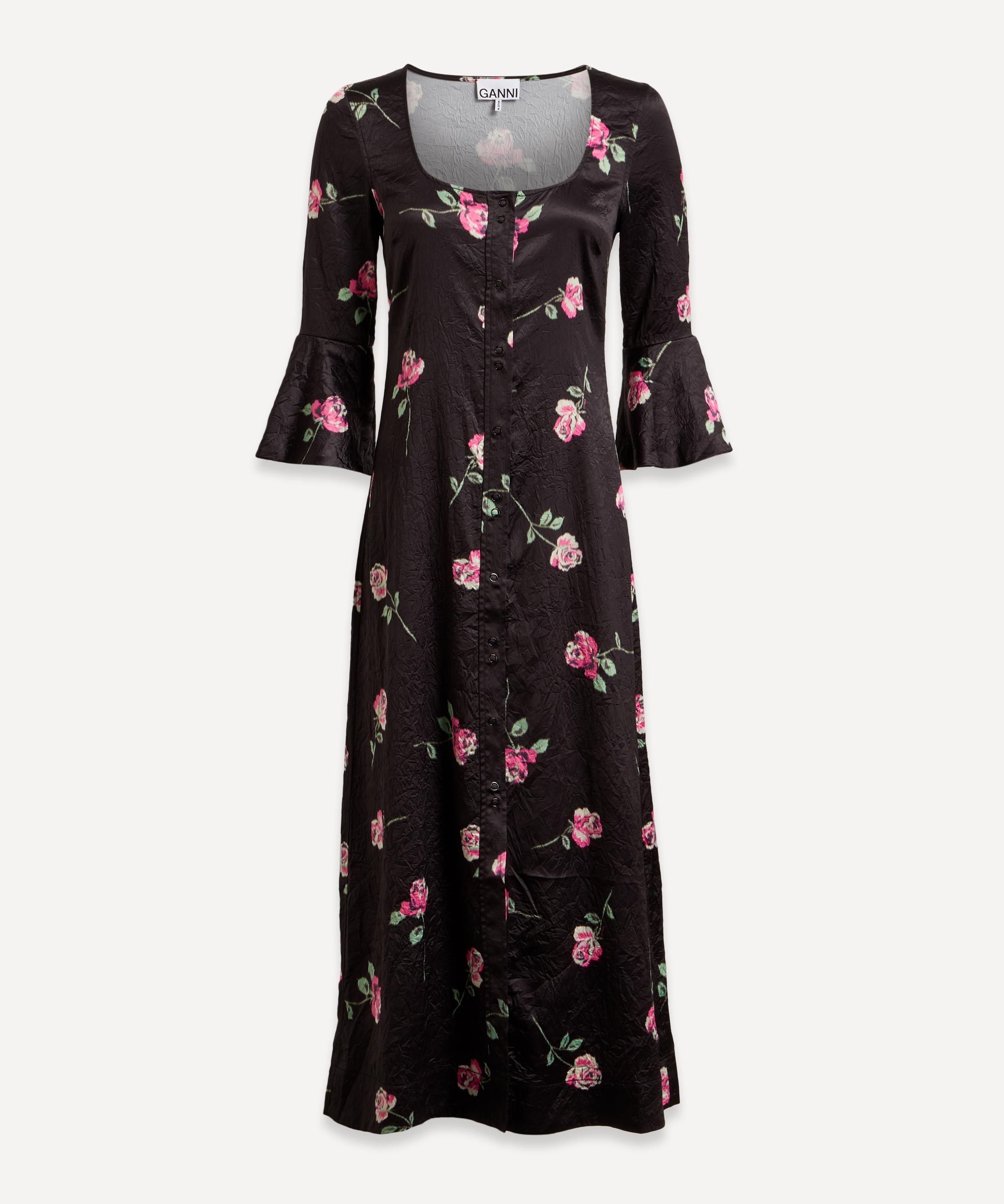 Ganni - Crinkled Satin Long Dress image number 0