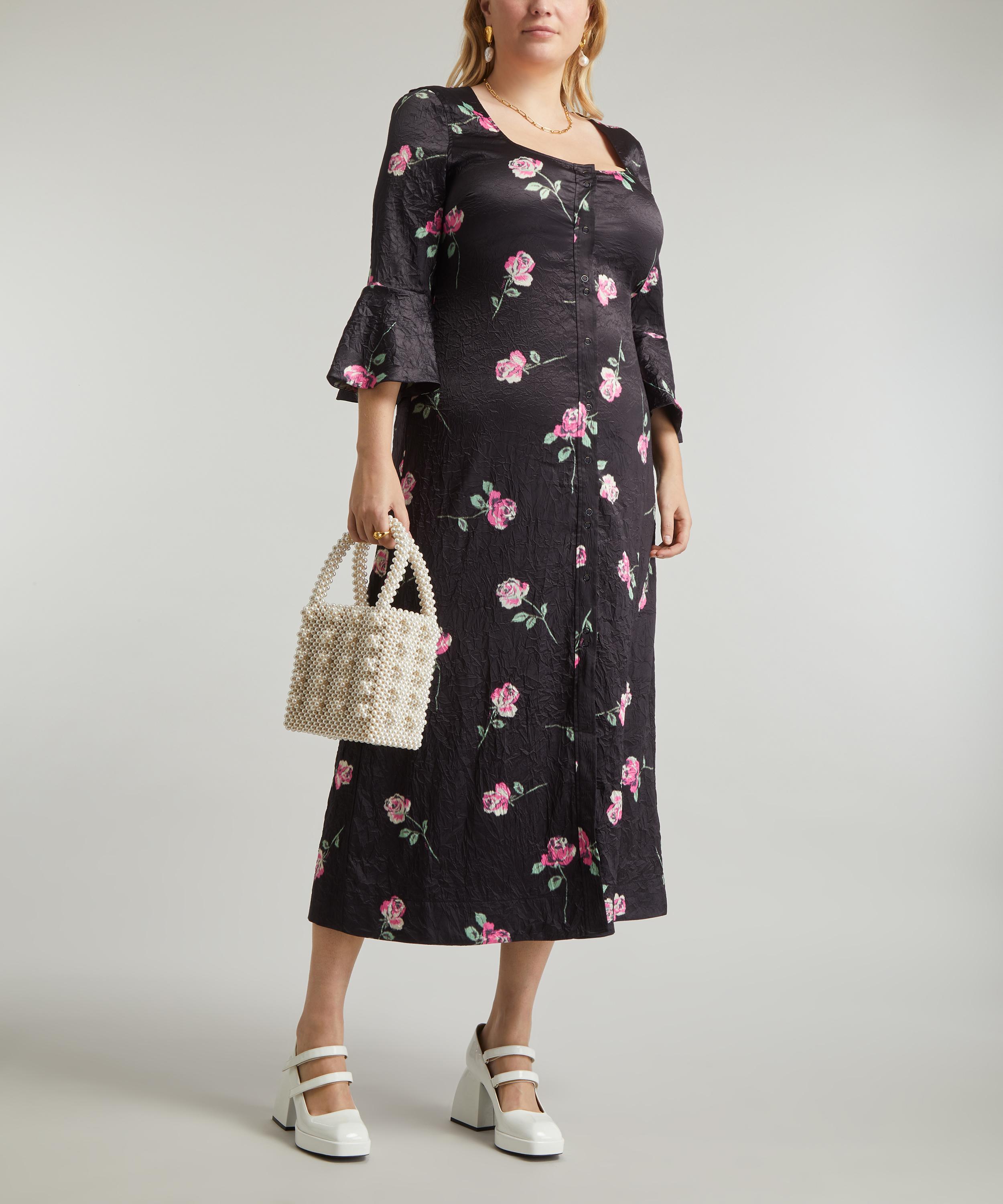 Ganni - Crinkled Satin Long Dress image number 1