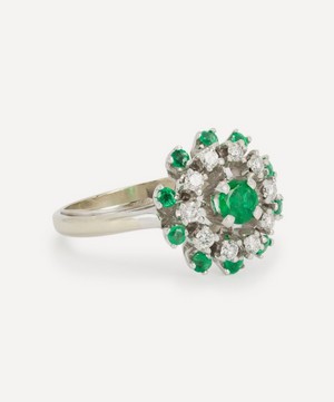 Kojis - 14ct White Gold Emerald and Diamond Target Cluster Ring image number 1