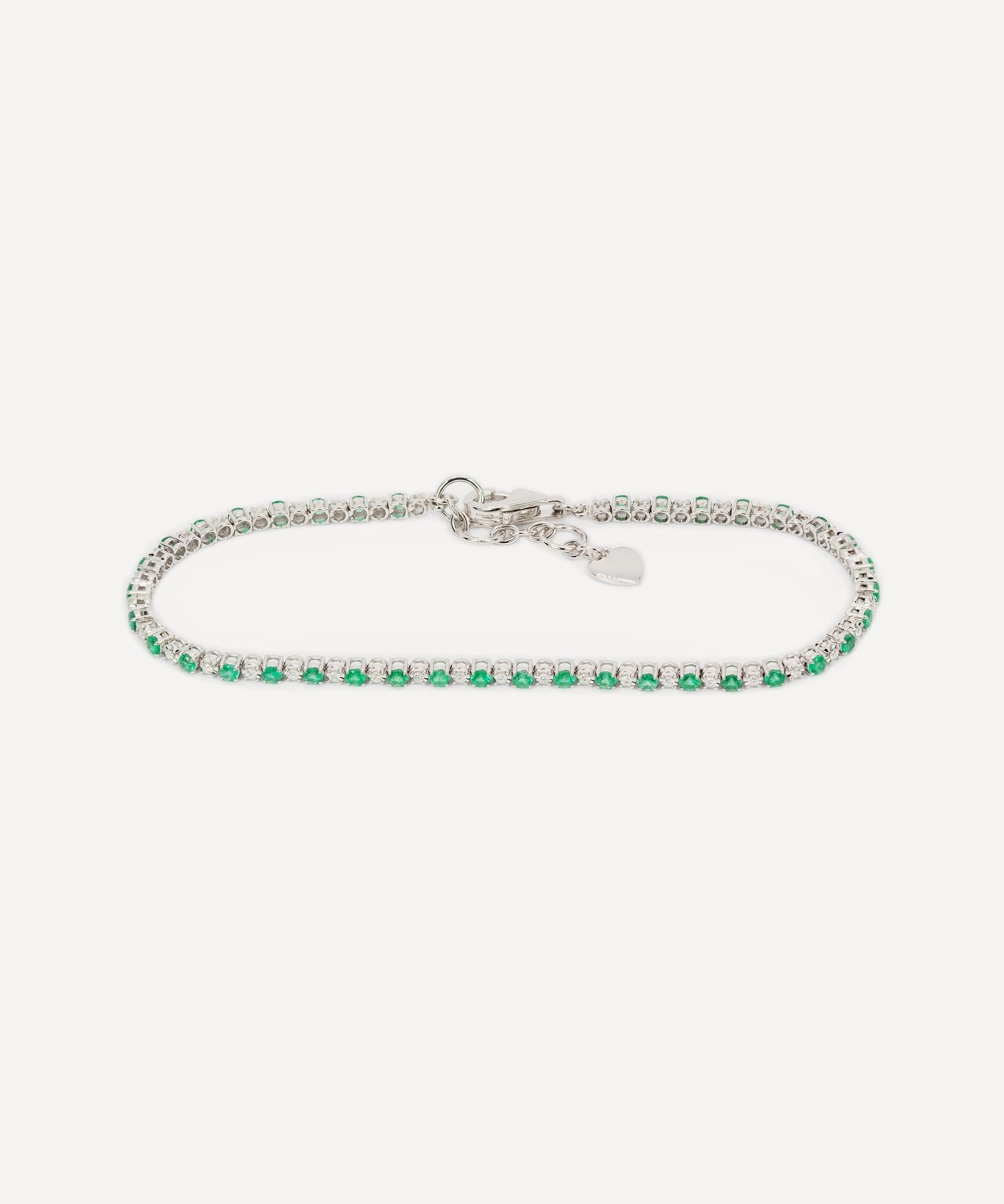 Kojis - 18ct White Gold Emerald and Diamond Tennis Bracelet image number 3