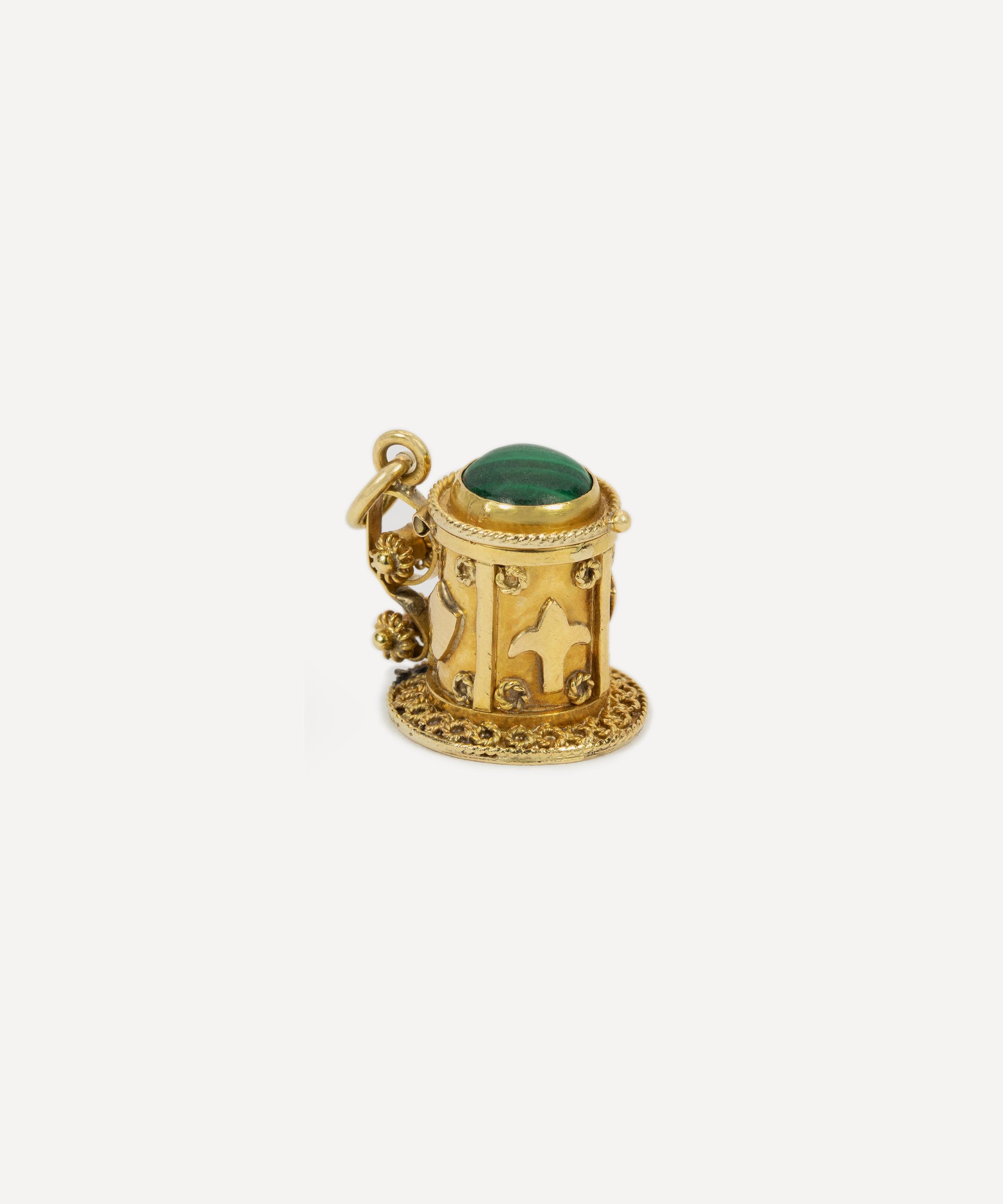 Kojis - 14ct Gold Vintage Malachite Tankard Charm image number 0