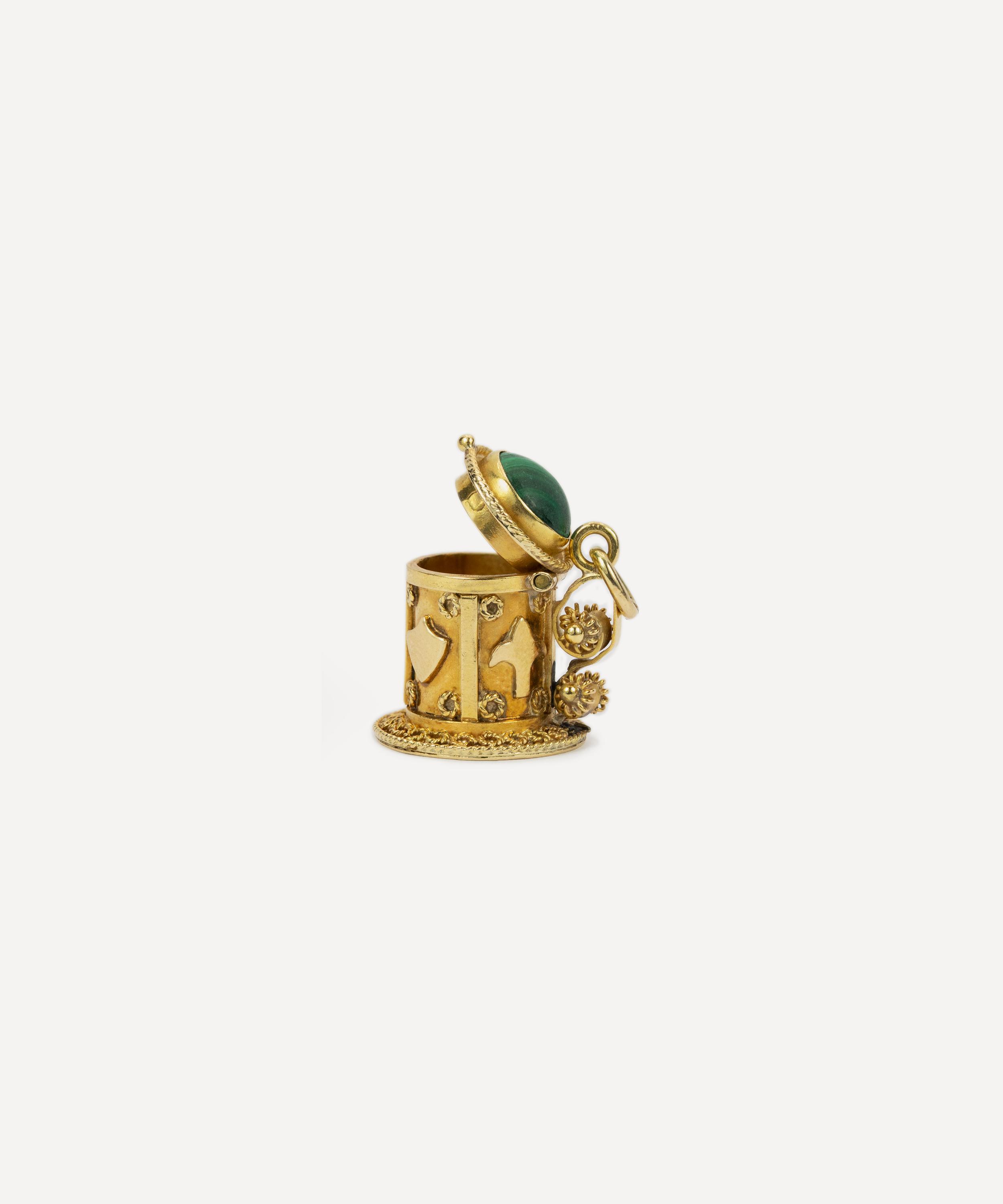 Kojis - 14ct Gold Vintage Malachite Tankard Charm image number 1
