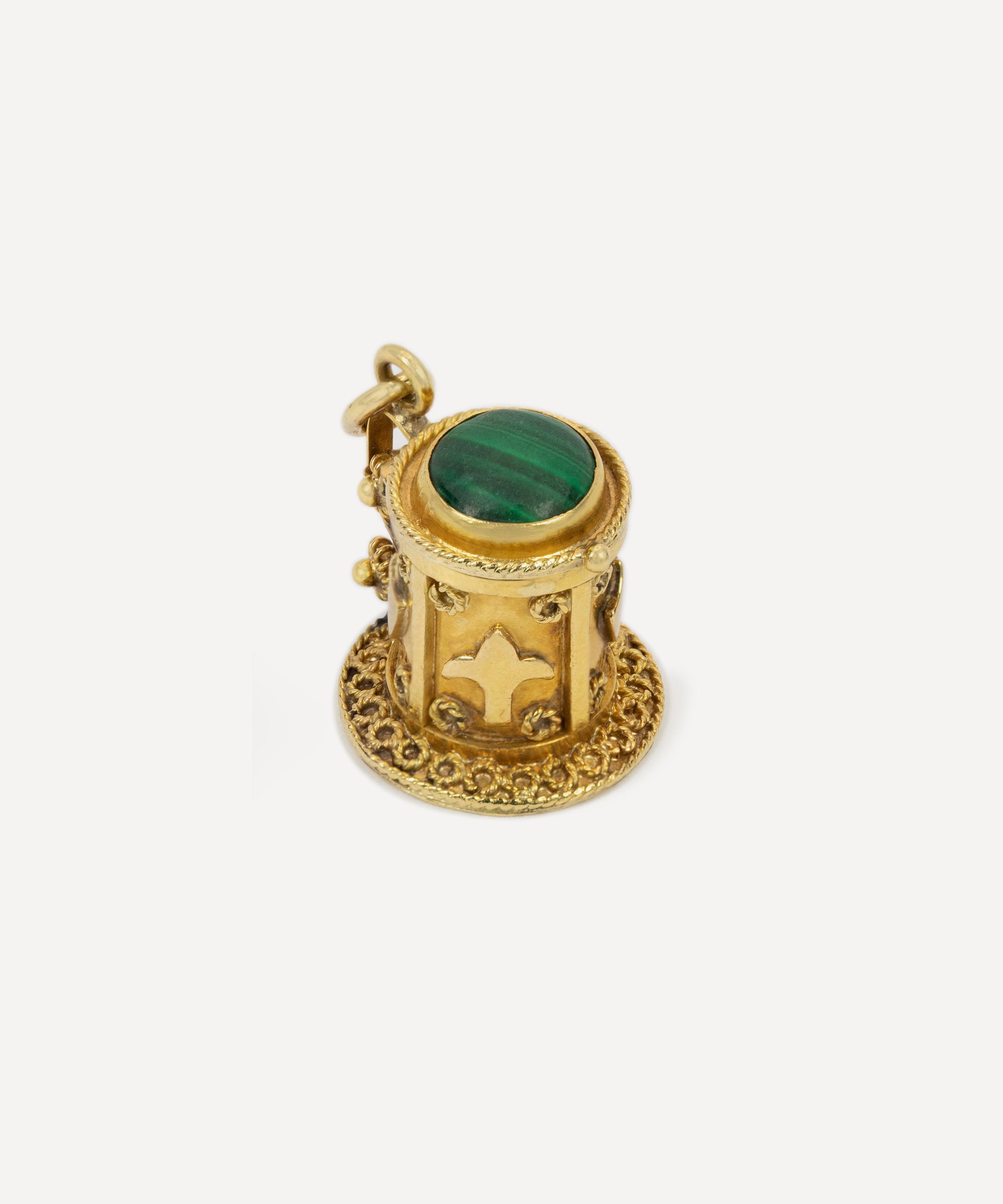 Kojis - 14ct Gold Vintage Malachite Tankard Charm image number 2
