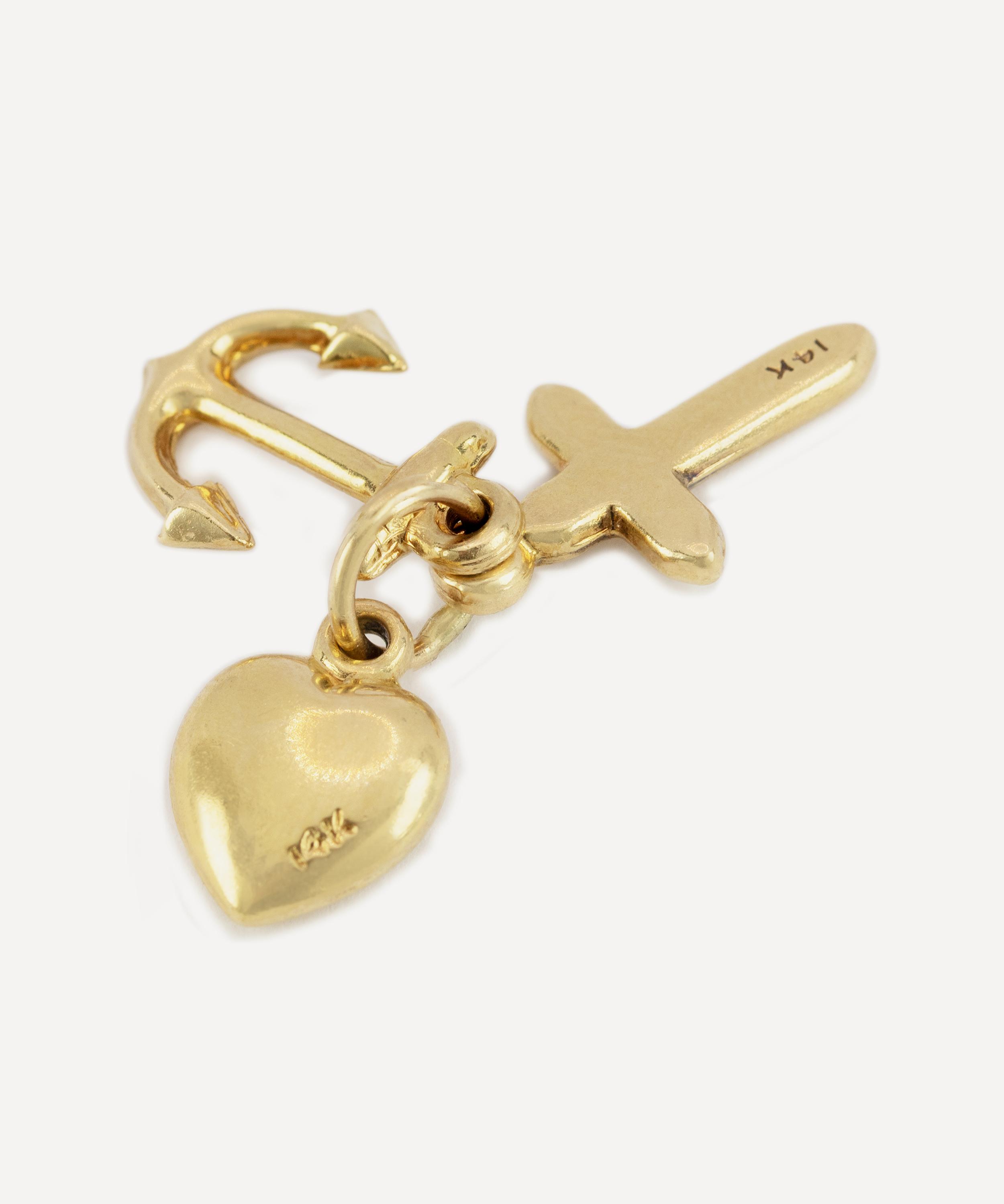 Kojis - 14ct Gold Vintage Hope and Faith and Charity Charm image number 1