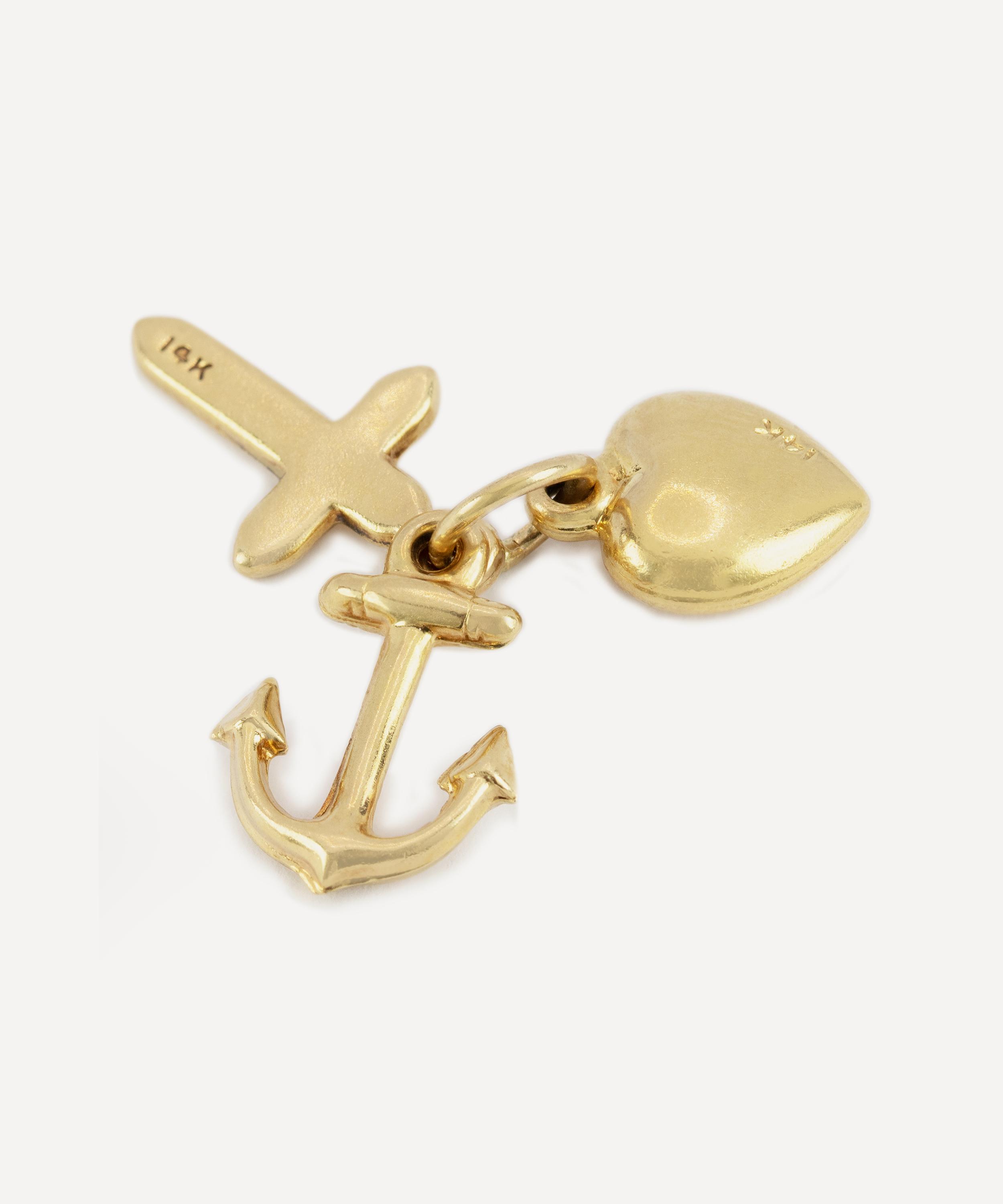 Kojis - 14ct Gold Vintage Hope and Faith and Charity Charm image number 2
