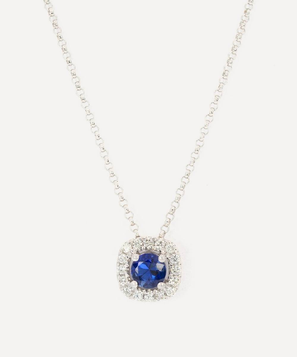 Kojis - 18ct White Gold Sapphire and Diamond Slider Pendant Necklace