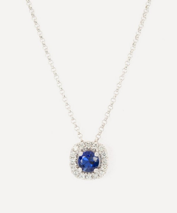 Kojis - 18ct White Gold Sapphire and Diamond Slider Pendant Necklace image number null