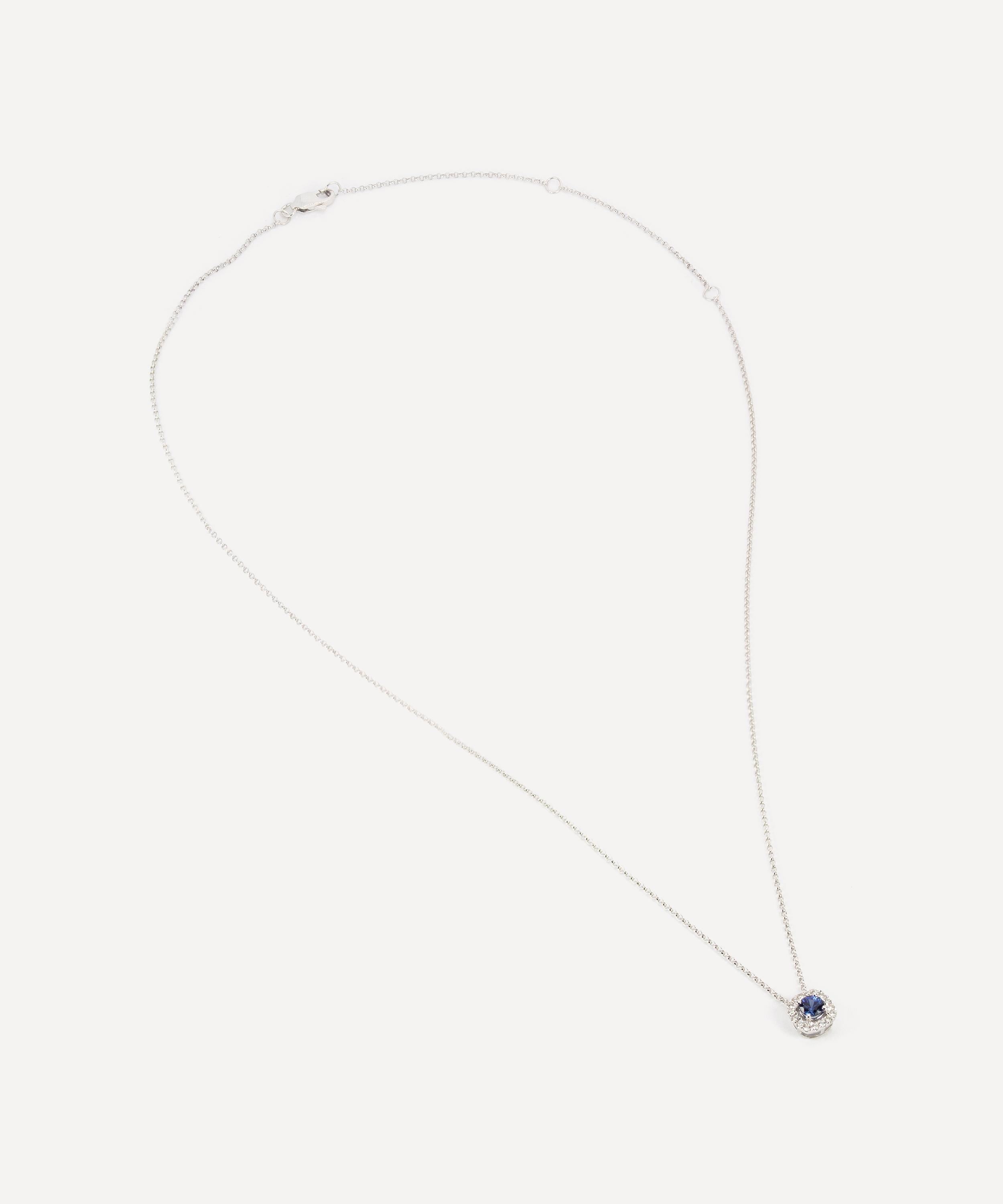 Kojis - 18ct White Gold Sapphire and Diamond Slider Pendant Necklace image number 1