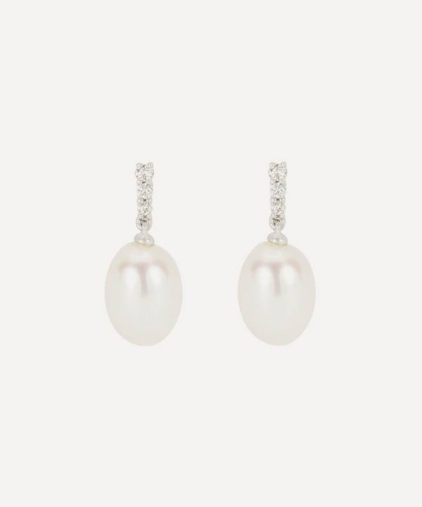 Kojis - 18ct White Gold Pearl and Diamond Drop Earrings image number 0