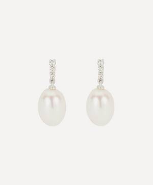 18ct White Gold Pearl and Diamond Drop Earrings